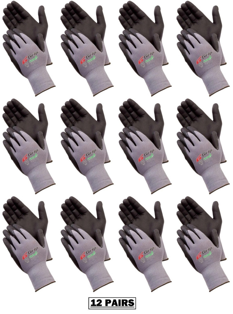 12- Lightweight Nitrile Grip Micro Foam Palm Coated Protective Work Gloves SMALL