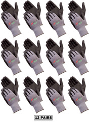 12- Lightweight Nitrile Grip Micro Foam Palm Coated Protective Work Gloves SMALL