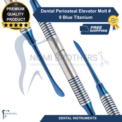 Dental Periosteal Elevator Molt # 9 Blue Titanium Coated Double Ended German