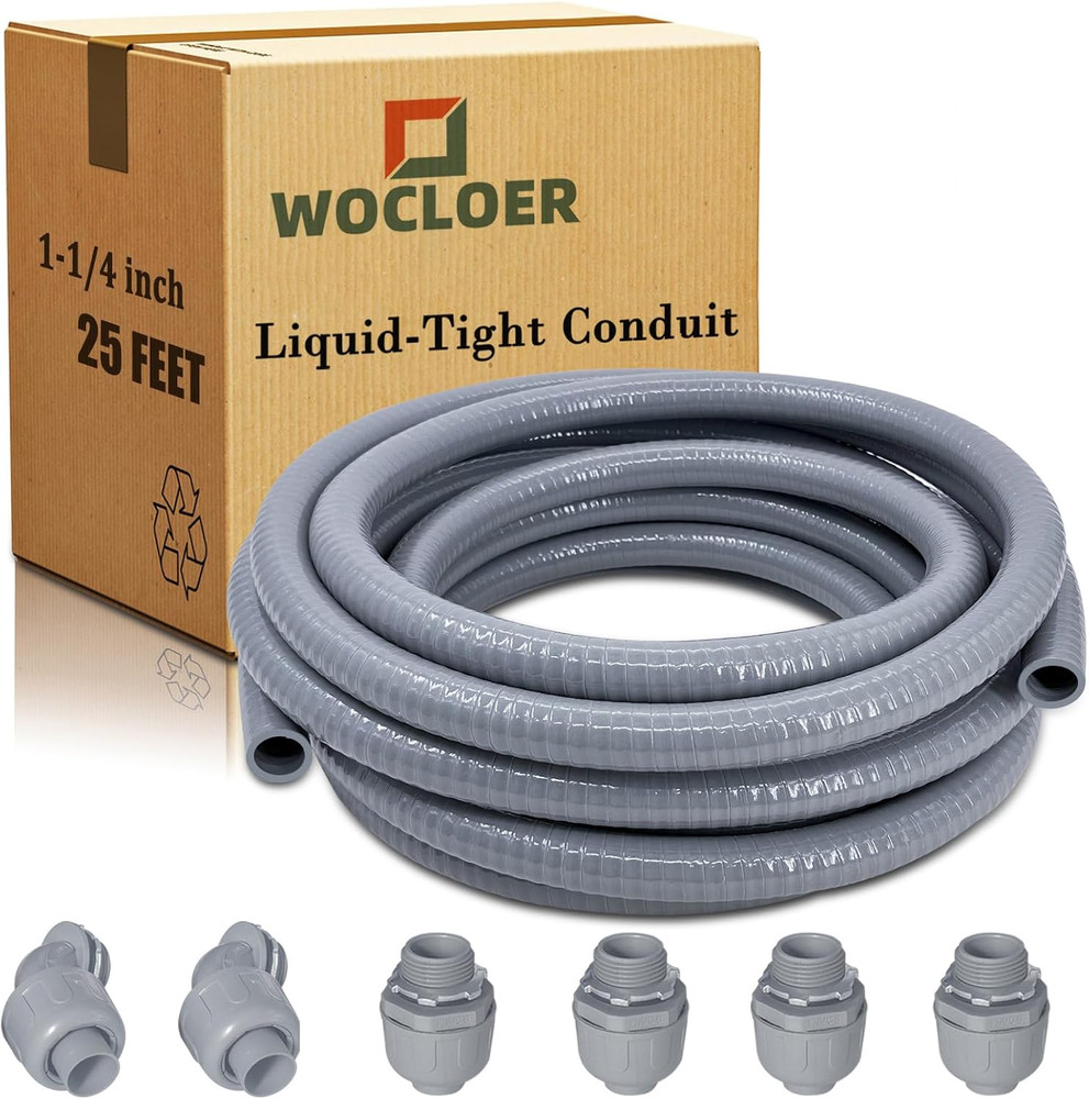 1-1/4″ Liquid-Tight Flexible Non-Metallic Conduit Kit with Connectors & Fittings