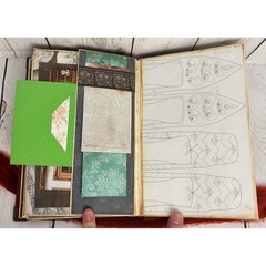 Handmade Regency Victorian Junk Journal Memory Keeper Red Gold Velvet Ribbon Tie