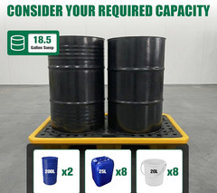 Low Profile 2 Drum Spill Containment Pallet with Drain – 2645 Lbs Capacity