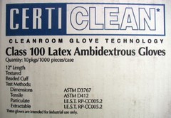 CERTICLEAN CLASS 100 LATEX AMBIDEXTROUS GLOVES 12″ X-LARGE 40104-164 1000/CASE