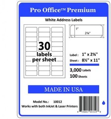 WING OFFICE 30K Premium Shipping Labels Blank Self Adhesive 1 x 2 5/8 30/sheets
