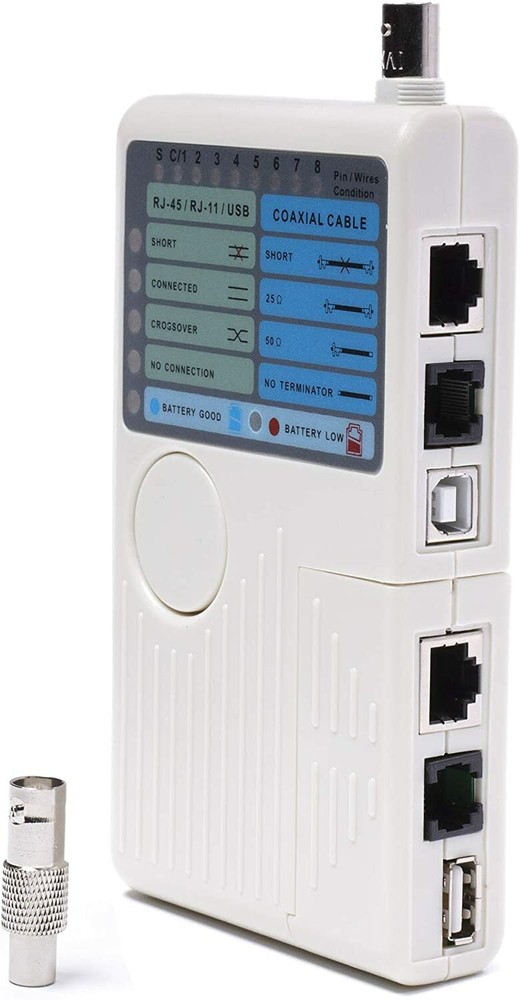 Universal Network Cable Tester Tool, BNC, RJ45, RJ11, USB (4-in-1) Multi-Tester