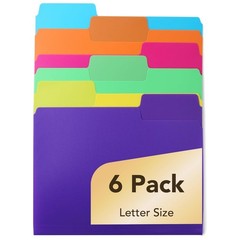 Vibrant 1/3 Cut Tab File Folders, 6 Pack – Bright Colors for Easy Organization