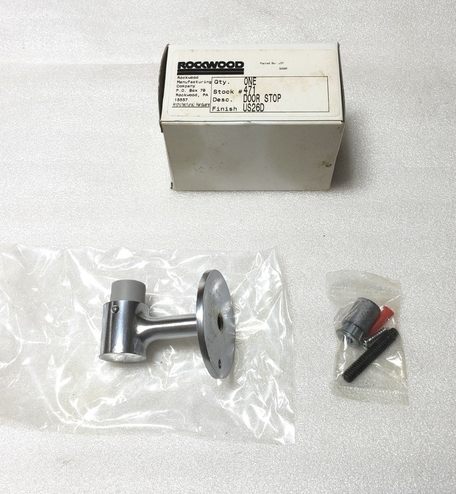 ROCKWOOD 471.26D Rigid Door Stop,Floor Mount,Satin Chrome N£W