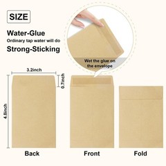 100 Pack Coin Envelope 3.23″×4.53″,Brown Kraft Small 3.5×6.5inch,