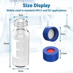100/1000Pcs 2mL Glass vial Lab vials Sample Vials w/ Cap w/ 0.25mL Vial Inserts