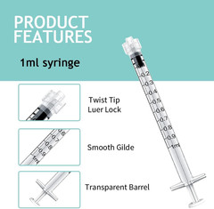 20 Pack 1Ml Luer Lock Syringes without Needle, 1 Ml Cc Disposable Syringe Indivi