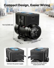 VEVOR Single to 3-Phase Rotary Phase Converter 2.5HP 7A 208-240V Input/Output