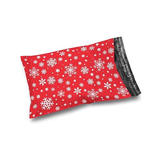 Shop4Mailers 10 x 13 Christmas Snowflake Winter Holiday Poly Mailer Bags Red