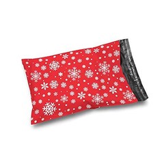 Shop4Mailers 10 x 13 Christmas Snowflake Winter Holiday Poly Mailer Bags Red