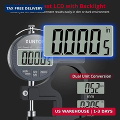 XUNTOP Digital Thickness Gauge 0.5inch/0.0005inch(12.7mm/0.01mm) Thickness Meter
