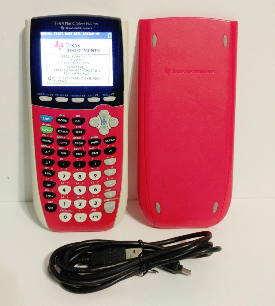 Texas Instruments TI-84 TI Plus C Silver Graphing Calculator Hot Pink w/ Charger