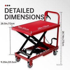 500 lbs Hydraulic Scissor 28-Inch Lift Table Cart for Material Handling