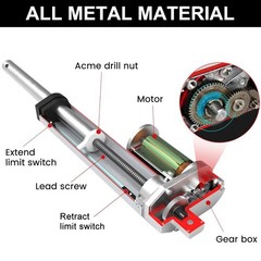 Heavy Duty 12V Linear Actuator +Motor Forward Reverse Controller +Mount Brackets
