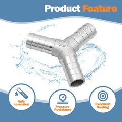 Metalwork 304 Stainless Steel Hose Barb Fitting Y Tee 3/8″ Barbed x 3/8″ Barb…