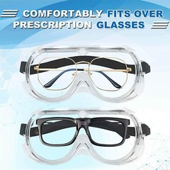 Full Sealed Safety Goggles Over Glasses Anti Fog Clear Lens Lab Eye Protective