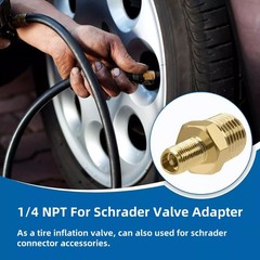 Portable Air Inflator Adapter 1/4″ NPT (M) to Standard for Schrader Valve (M)