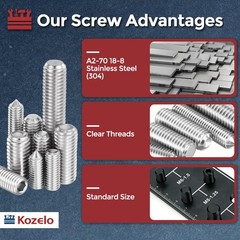 Kozelo 50pcs Cup Point Hex Socket Set Screws – [M5-0.8x40mm] 18-8 Stainless S…