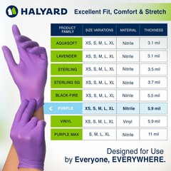Halyard 53431 Purple Nitrile Dental Patient Exam Gloves (2 Boxes of 100)