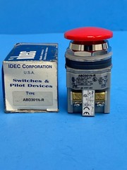 IDEC ABD301N-R, 30mm Momentary Red Mushroom Pushbutton, 1NC Contact