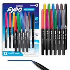 12 Count, Assorted (Black, Red, Blue, Green, Orange, Yellow, Brown, Purple)