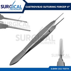 Castroviejo Suturing Forceps 4″ 0.6mm 1×2 teeth Surgical Instrument German Grade