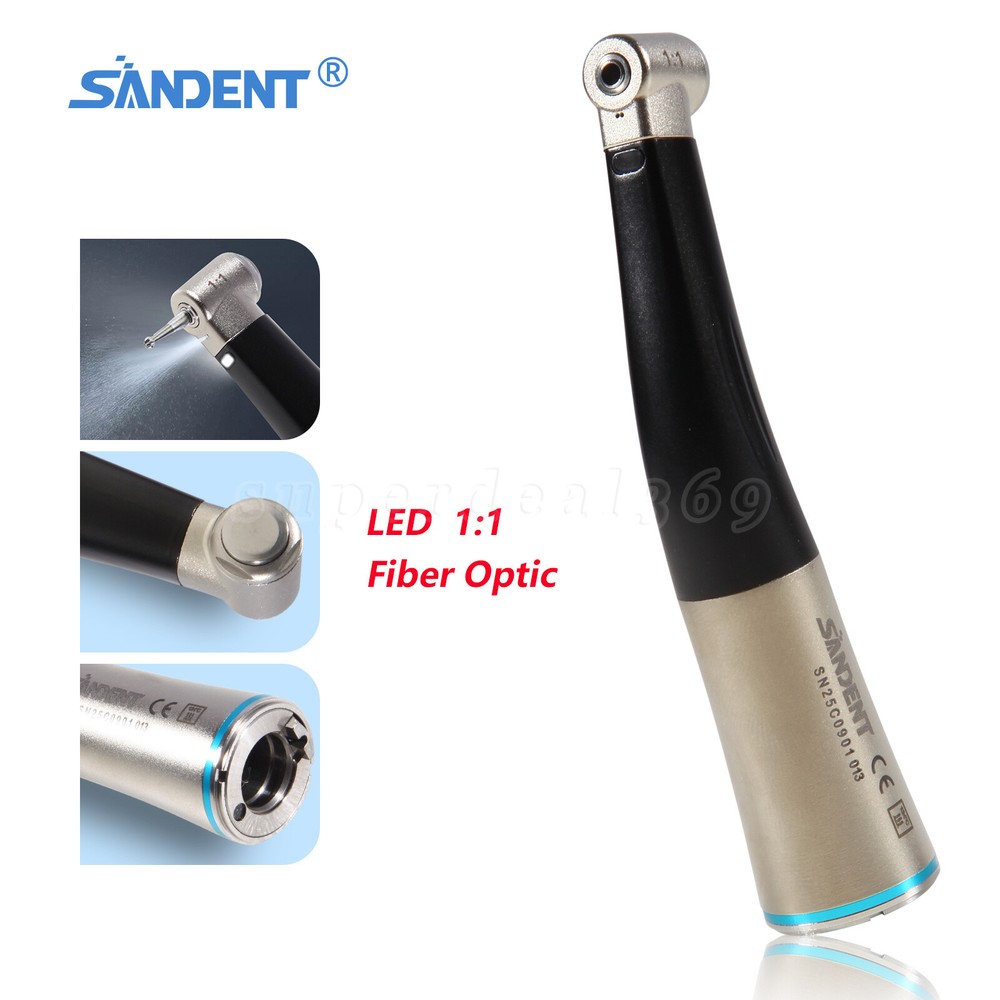 SANDENT Dental 1:1 Fiber Optic Contra Angle Low Speed Handpiece Inner Channel ty