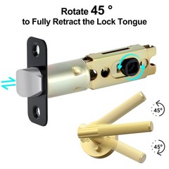 1 Pack Black Door Latch Replacement, 8mm Big Spindle Hole, 45°Turning Angle
