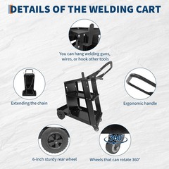 Welding Cart, 3 Tier Heavy Duty Welder Cart for Mig Welder TIG Welder and Plasma