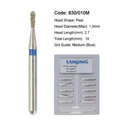 Dental Diamond Burs FG Pear 330 Bur Friction Grip High Speed 830/010 830L/008M