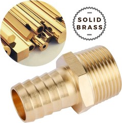 2pcs Brass Hose Barb Fitting, 3/4″ Barb x 3/4″ NPT Male, Adapter, NPT Male to…