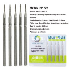 Wave Dental Surgical Burs For Straight Handpiece Taper Fissure Carbide HP 44.5mm