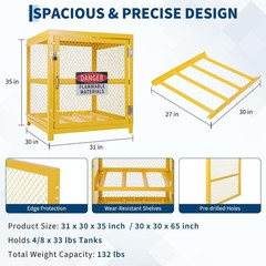 Horizontal Cylinder Storage Cabinet, 4 Cylinder Capacity w/Anti-Slip Guardrails