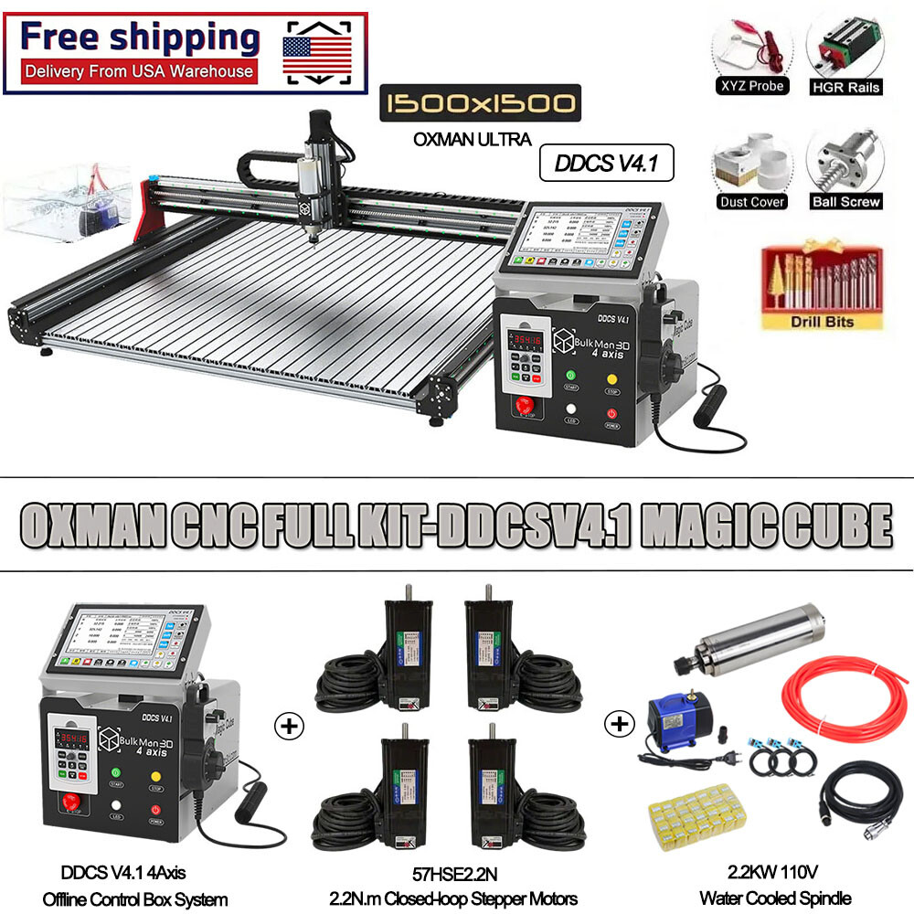 US BULKMAN3D 1500×1500 CNC Router 4 Axis DDCSV4 Control Wood Engraving Machine