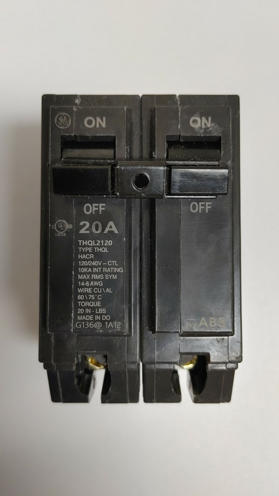 GE General Electric THQL2120 20-Amp 2-Pole 120/240VAC Breaker