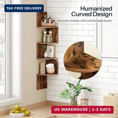 HOOBRO Corner Shelf Wall-Mounted, Set of 2 Floating Corner Shelves for Wall, 4-T