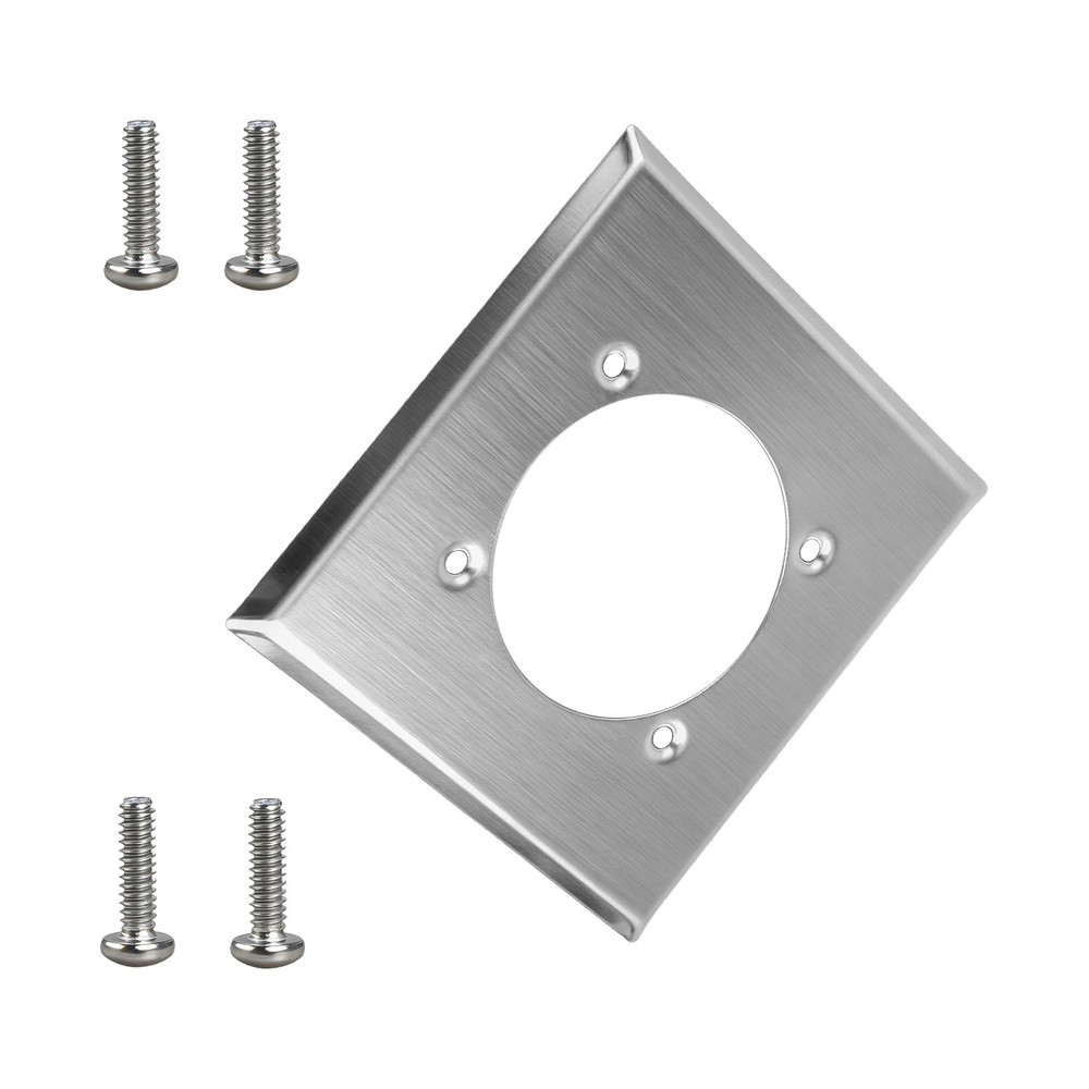 2 Gang Single Hole Outlet Cover Wall Plate +4 Screws for Hubbell 14-50R HBL9450A