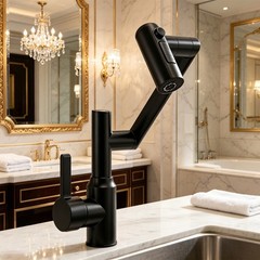 Flexible Swing Arm Faucet, Digital Temperature Display, Hot & Cold Mixer Tap