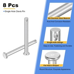 8Pcs 3/16″ x 2″ Single Hole Clevis Pins 304 Stainless Steel Flat Head Pins