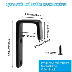 Bivethoi 2pcs Bunk Bed Ladder Hook Brackets, 1 Inch J Hook Hanger With PVC Co…