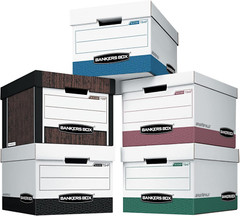12 Pack R-KIVE Heavy-Duty File Storage Boxes, Fastfold, Lift-Off Lid, Letter, Wo