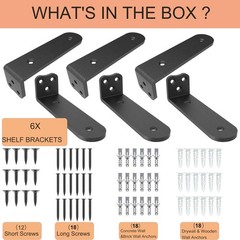 Eurydice Heavy Duty Floating Shelf Brackets, 1/4 in Thick 10 in 6Pack Black |…