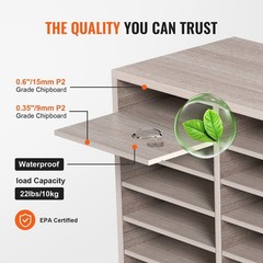 27-Pocket Document Organizer Medium Density Board with Non-Slip Feet