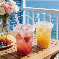 30 Sets 34 oz Drink Buckets with Lids and Straws, 30 34 oz, Transparent