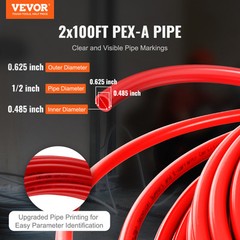 VEVOR PEX-A Tubing 2 Rolls 1/2in x 100ft Blue & Red Pex Tube for Potable Water