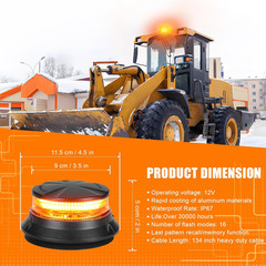 LED Amber Strobe Beacon Lights, Safety Warning Emergency Hazard Rotating Flashin
