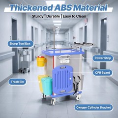 Medical Crash Cart with Emergency Accessory, Emergency Cart for Hospitals Clinic